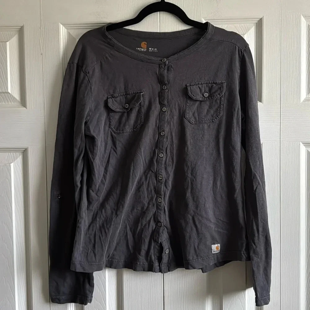 Carhartt | Women’s Gray | Button Down Long Sleeve Shirt | size M